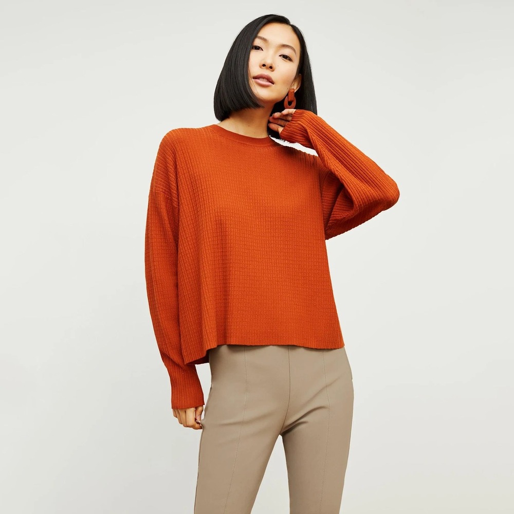 MM LaFleur The Tyler Sweater Canyon Geo Micro Knit Canyon Fall Work Capsule S